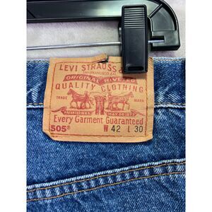 LEVI'S MEN'S 42X30 REGULAR STRAIGHT LEG 505 DARK BLUE DENIM 505-0216 513 0800